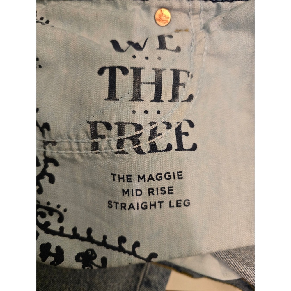 We The Free Mid Rise Straight Leg Distressed Jeans Women Size 24 - Picture 5 of 11